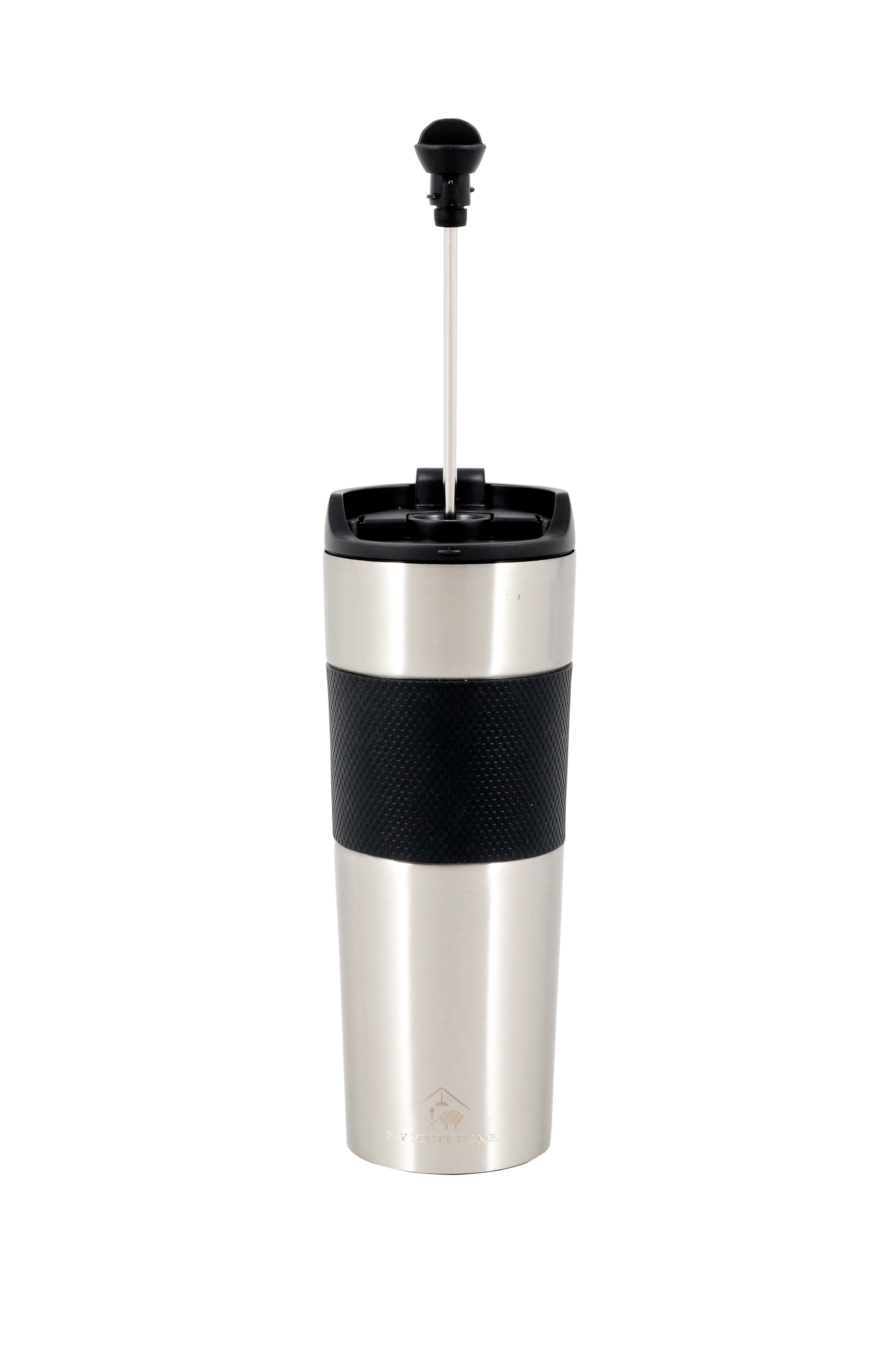 Travel French Press, Portable 15oz Stainless Steel Insulated Coffee Mug