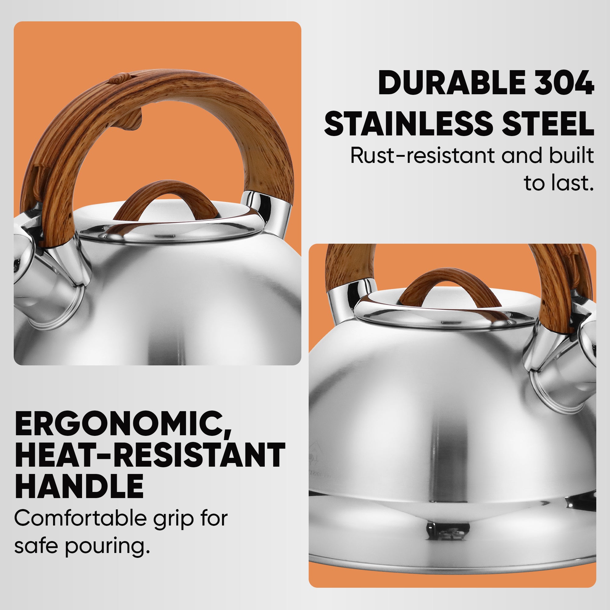 The Everyday Kettle Whistling Stovetop, Mirror-Finish Stainless Steel